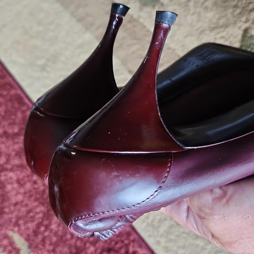 Celine Burgundy Women's Heels - Picture 7 of 10